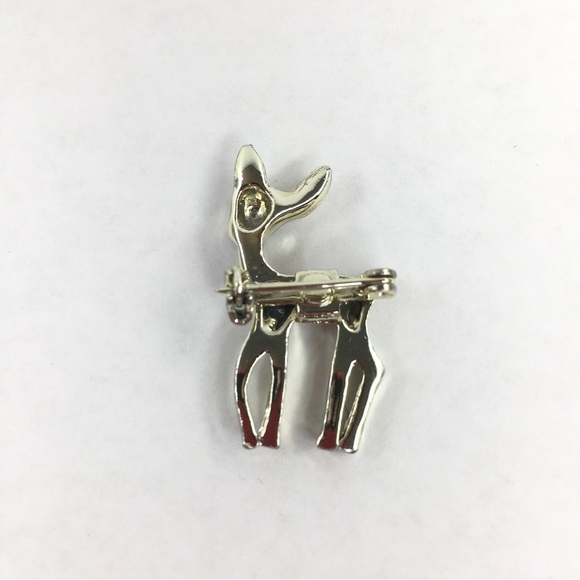 Vintage Reindeer Pin Tiny Christmas Bambi Rudolph The Red Nose Reindeer Brooch - Picture 3 of 11